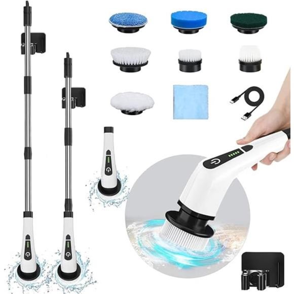Electric Spin Scrubber,Cordless CleaningBrush with 7Replaceable Drill BrushHeads - Picture 5 of 7